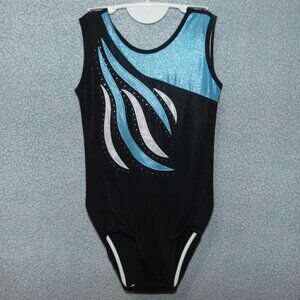 Black Turquoise Silver Leotard 12A
